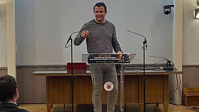 Damien Traille lors de la cérémonie de remise de chèque des Ovalies